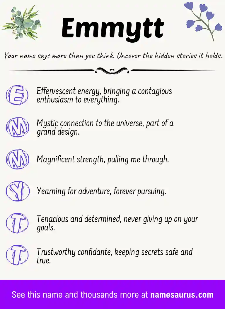 Acrostic poem about Emmytt.