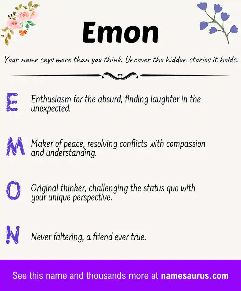 Acrostic poem about Emon.