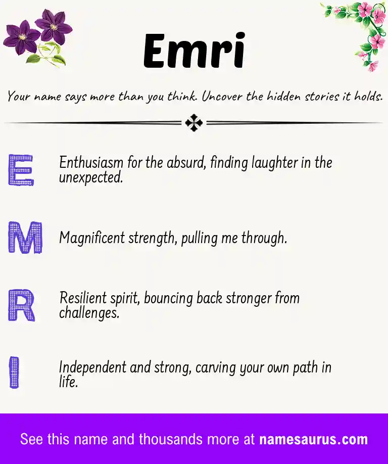 Acrostic poem about Emri.
