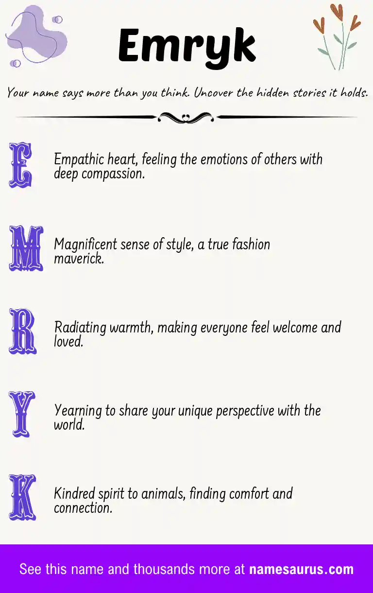 Acrostic poem about Emryk.