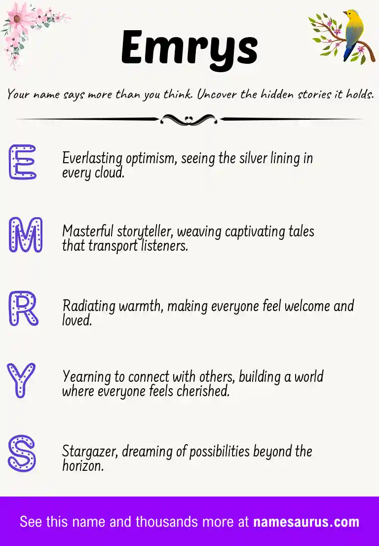 Acrostic poem about Emrys.