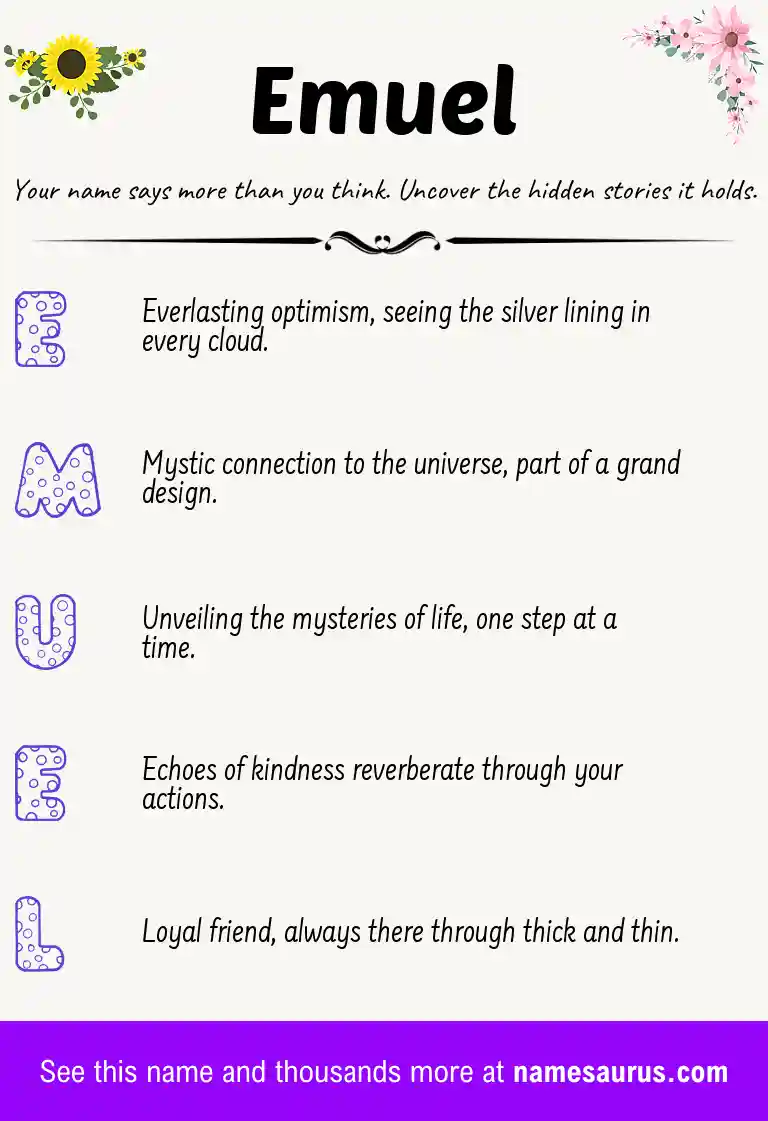 Acrostic poem about Emuel.