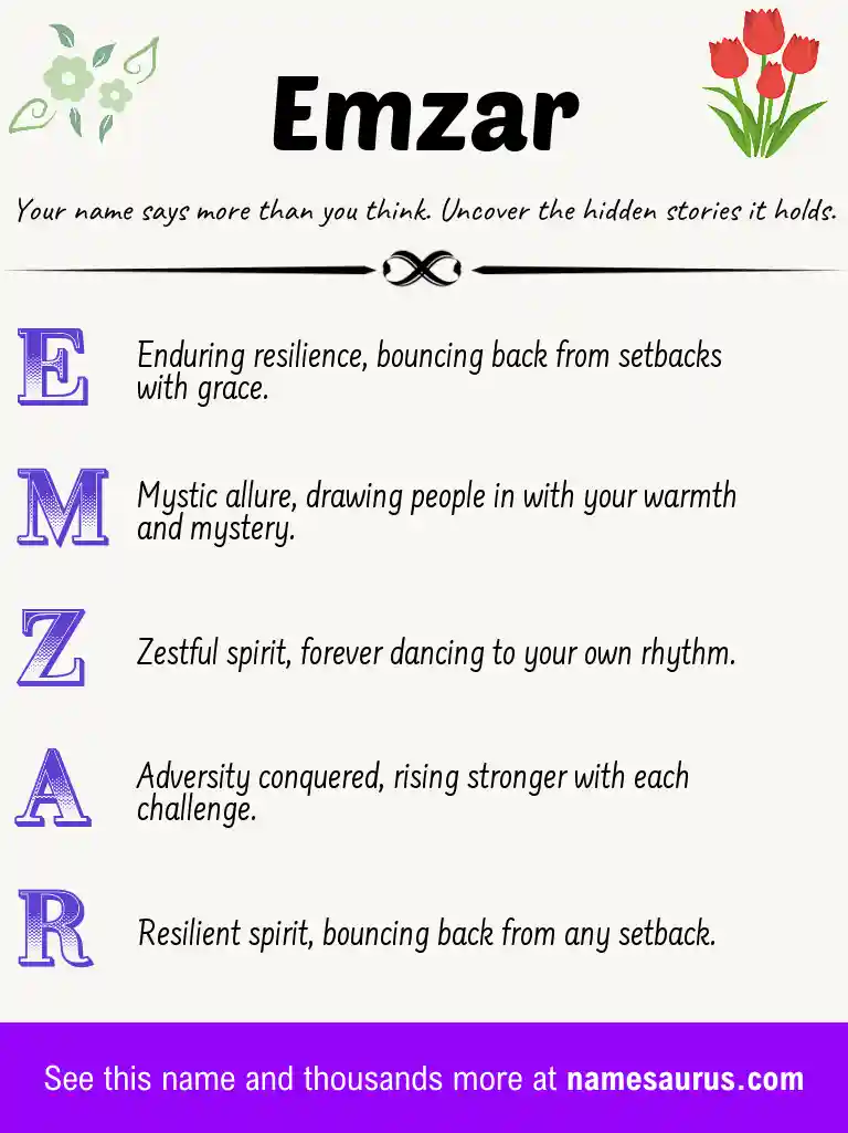 Acrostic poem about Emzar.