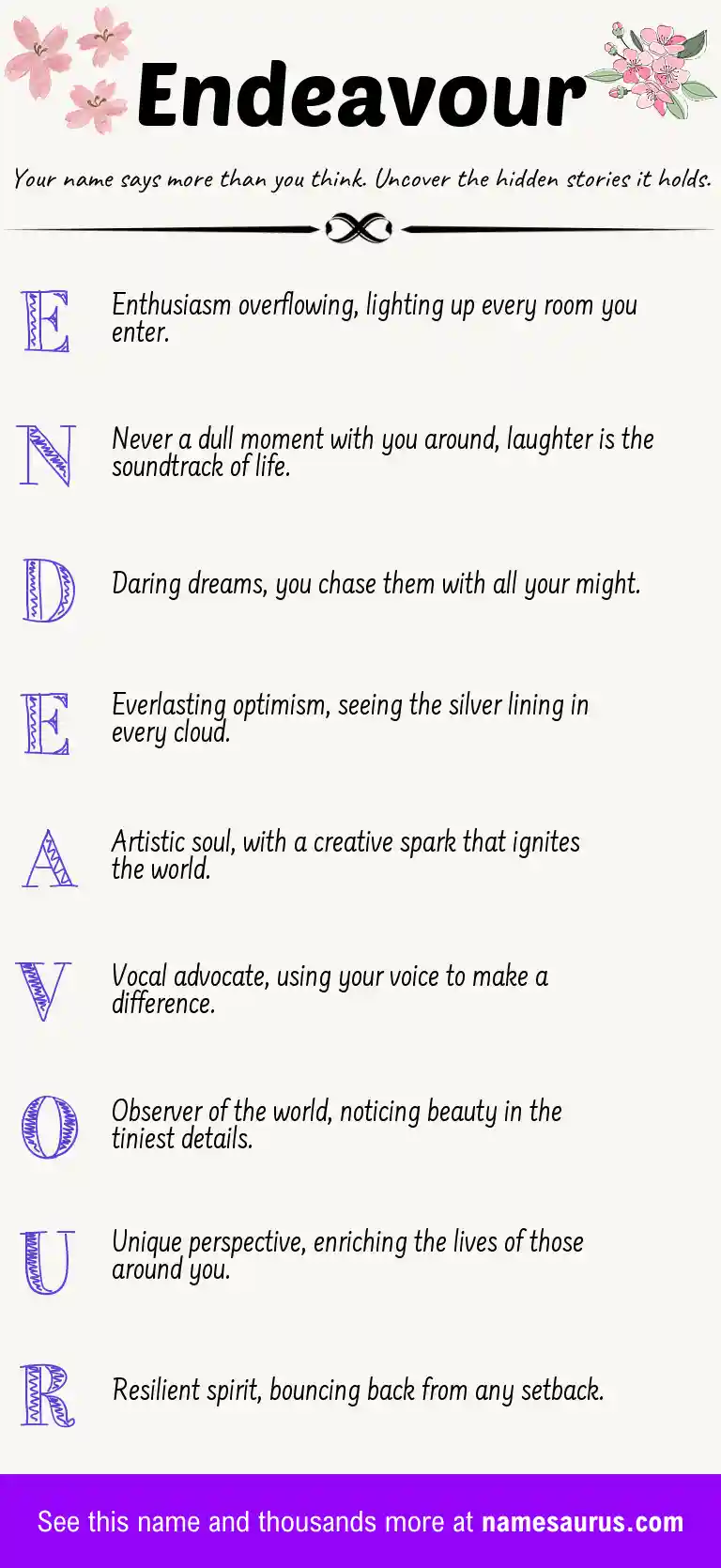 Acrostic poem about Endeavour.