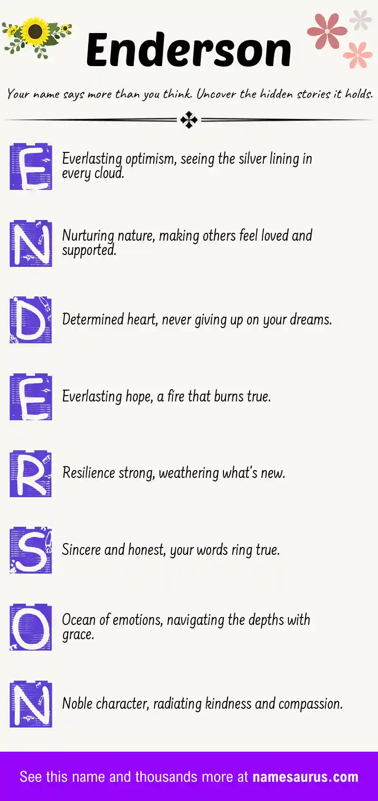 Acrostic poem about Enderson.