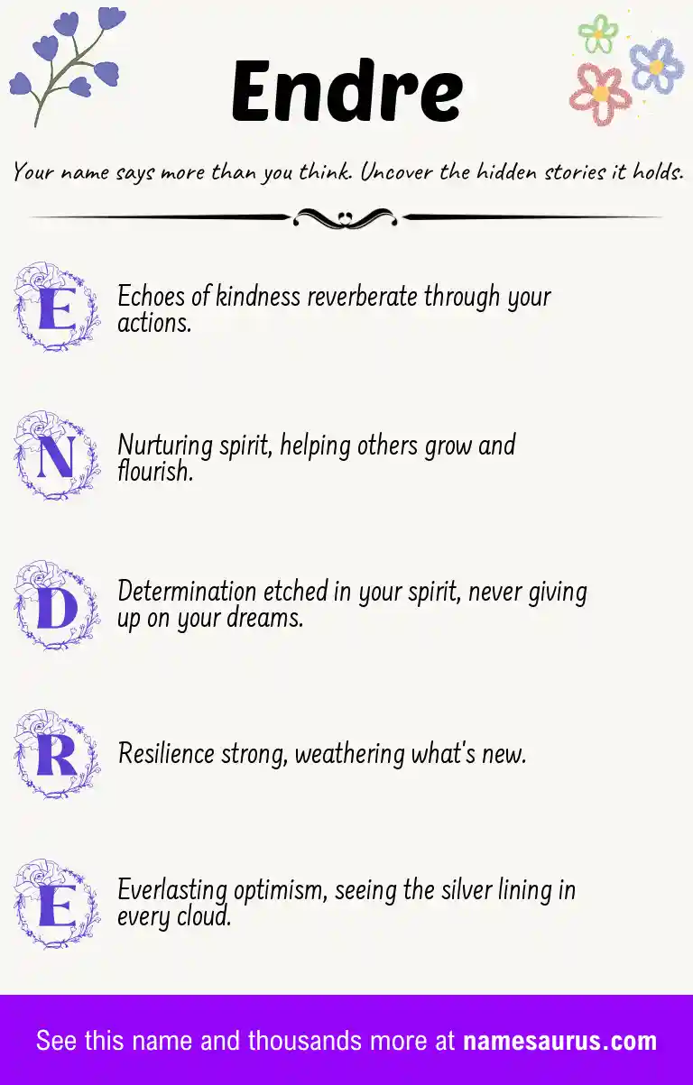 Acrostic poem about Endre.