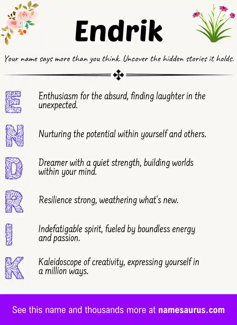 Acrostic poem about Endrik.