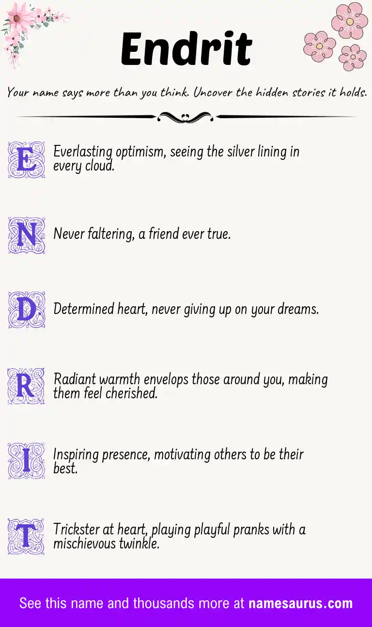 Acrostic poem about Endrit.