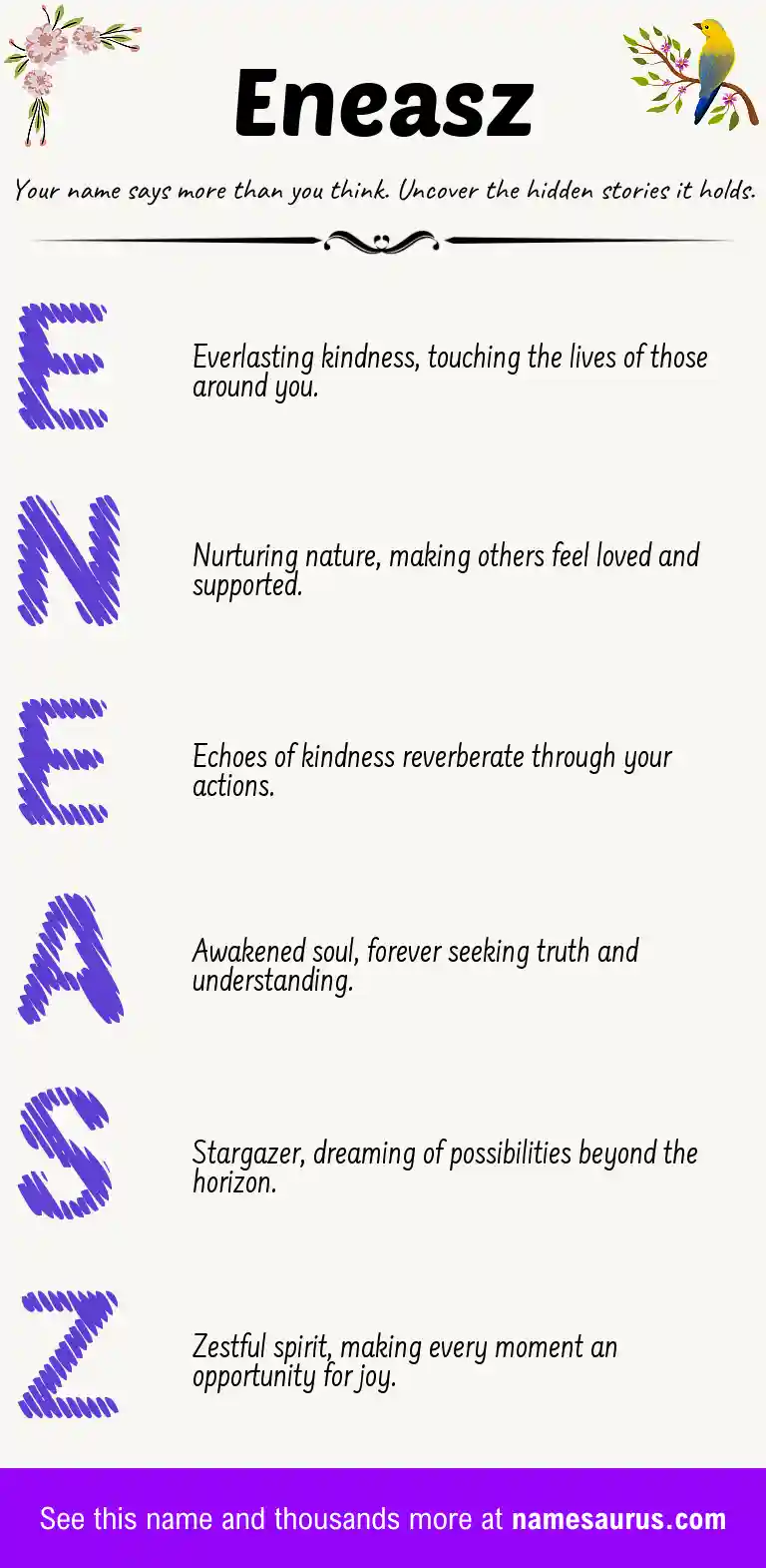 Acrostic poem about Eneasz.