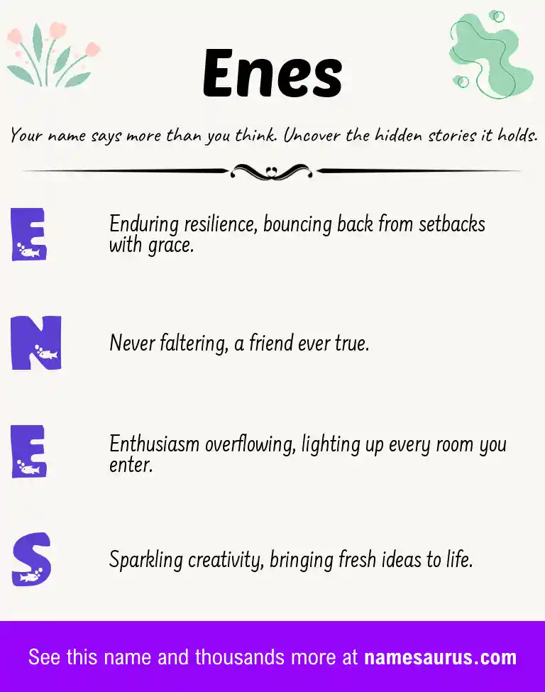 Acrostic poem about Enes.