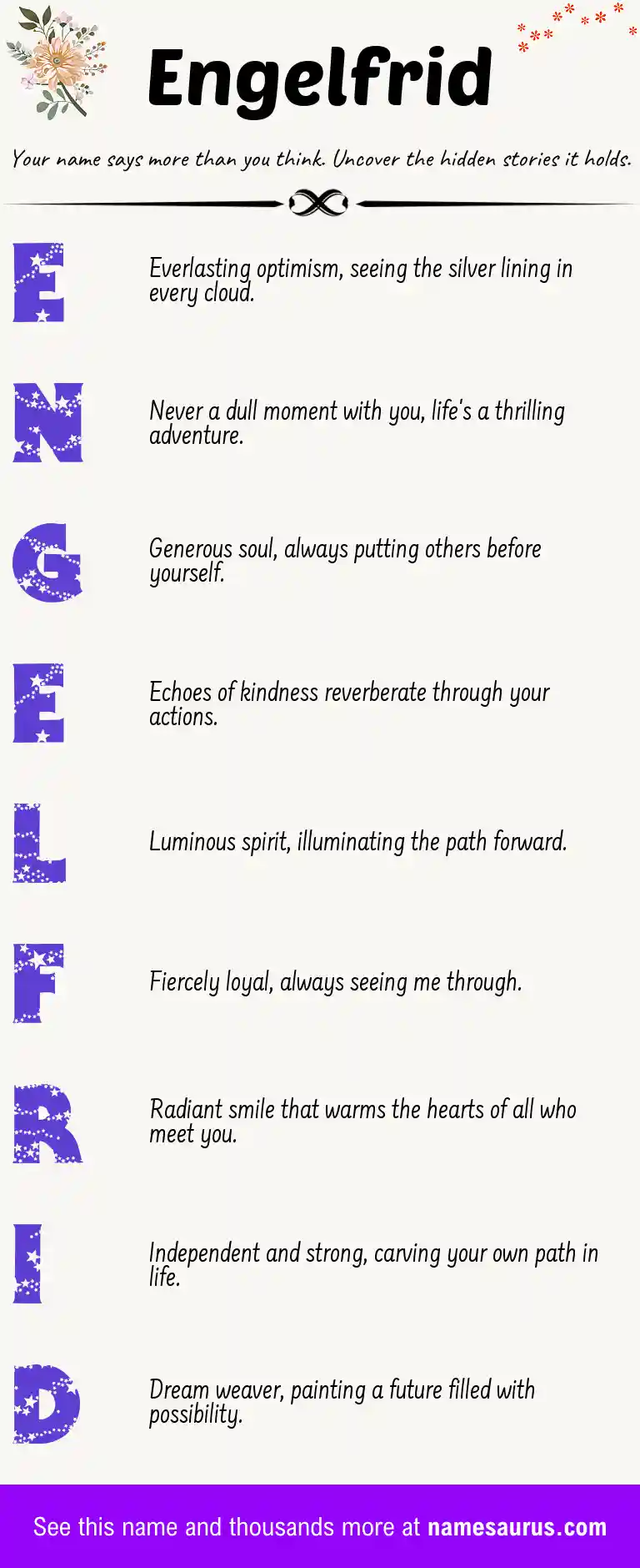 Acrostic poem about Engelfrid.