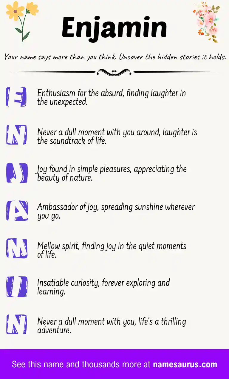 Acrostic poem about Enjamin.