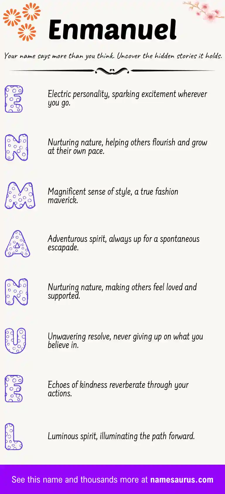 Acrostic poem about Enmanuel.