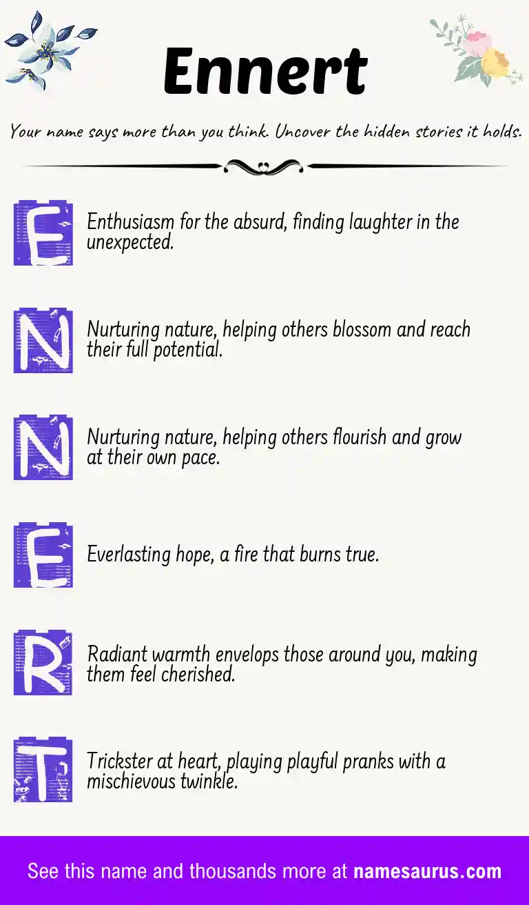 Acrostic poem about Ennert.