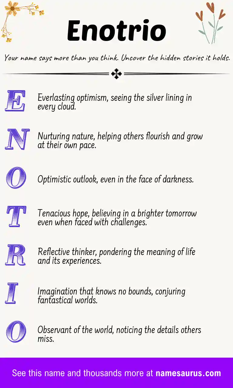 Acrostic poem about Enotrio.