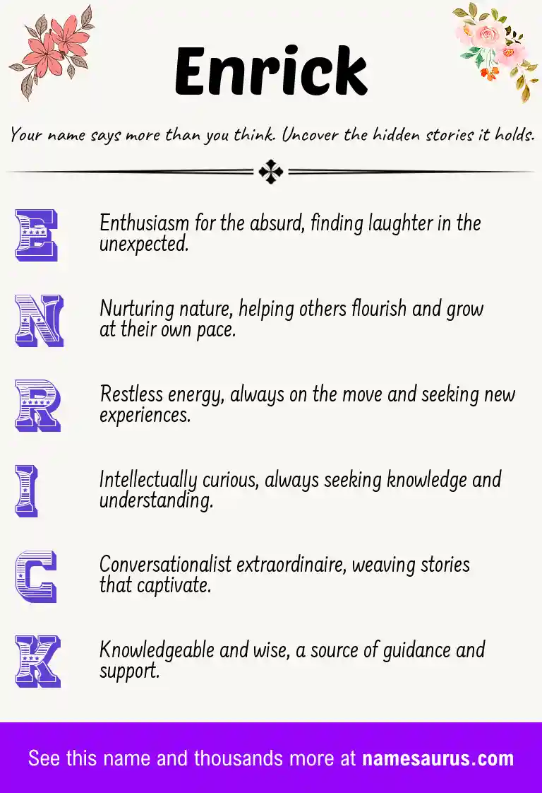 Acrostic poem about Enrick.