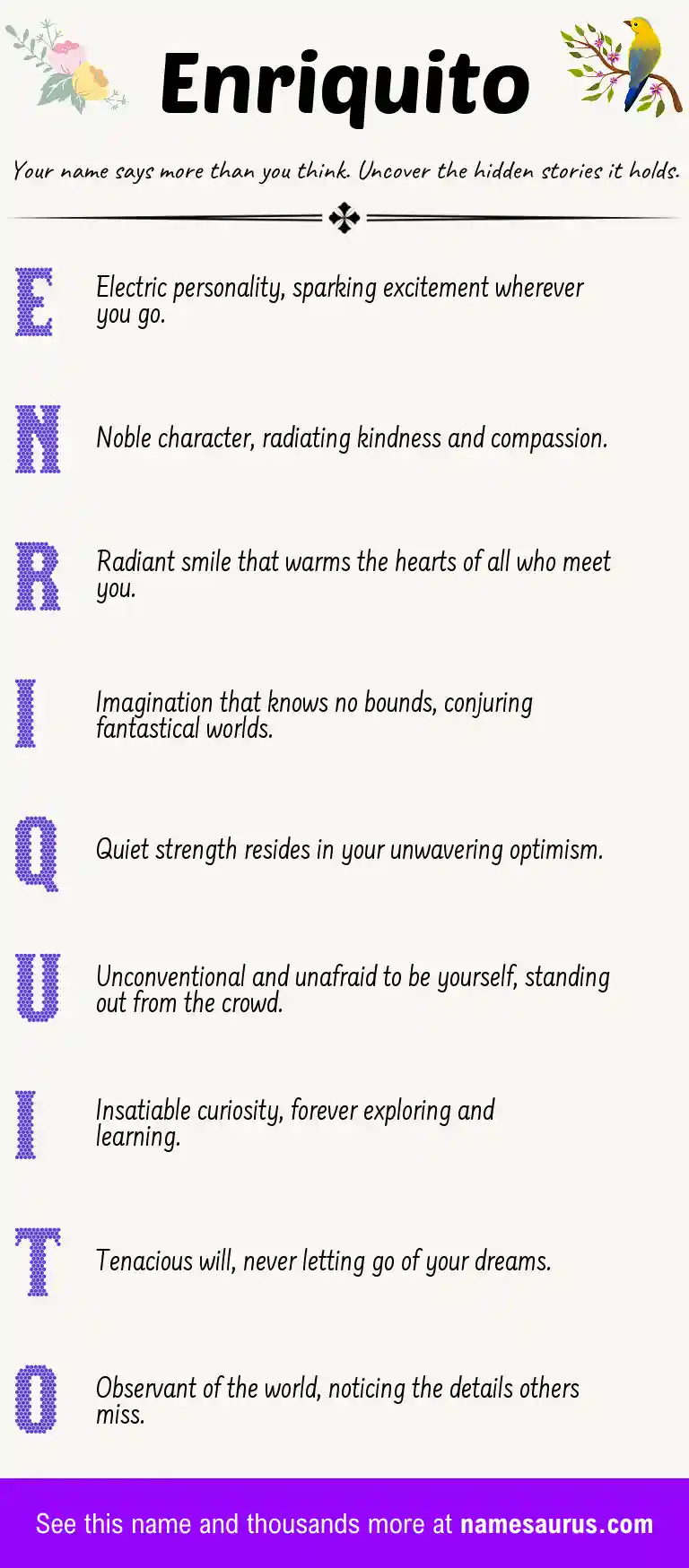 Acrostic poem about Enriquito.