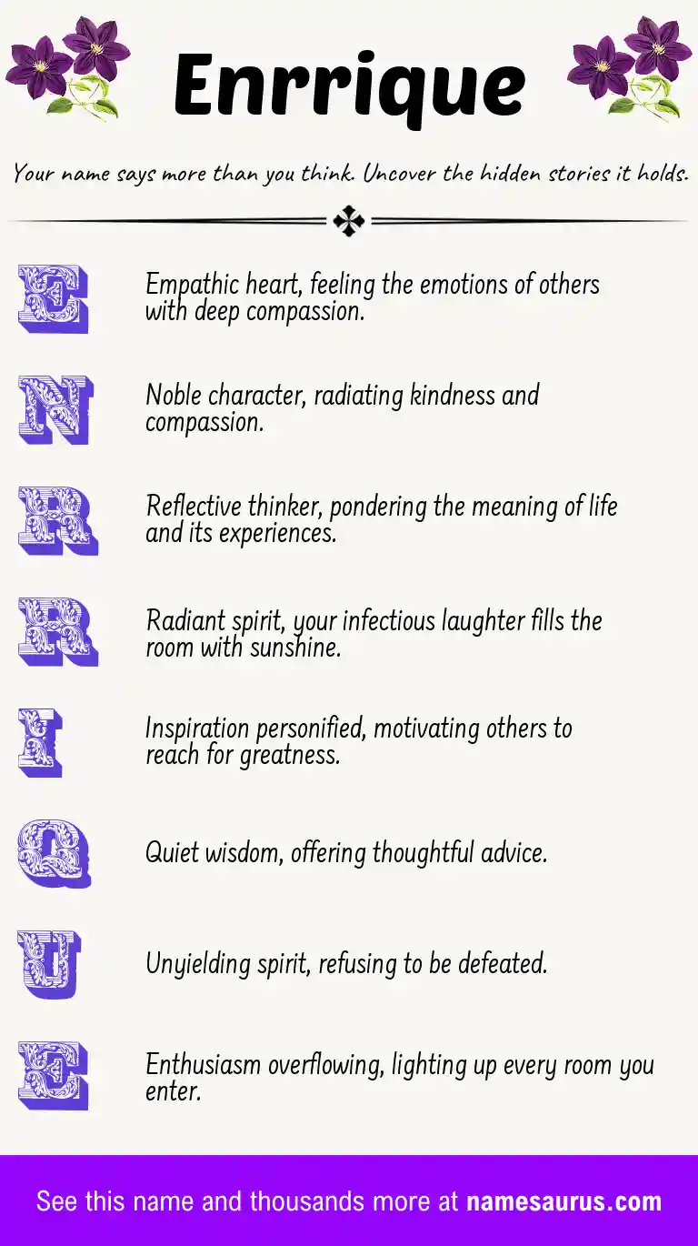 Acrostic poem about Enrrique.
