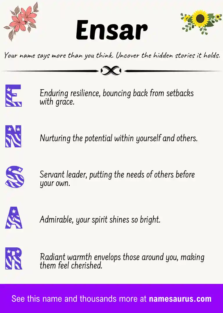 Acrostic poem about Ensar.
