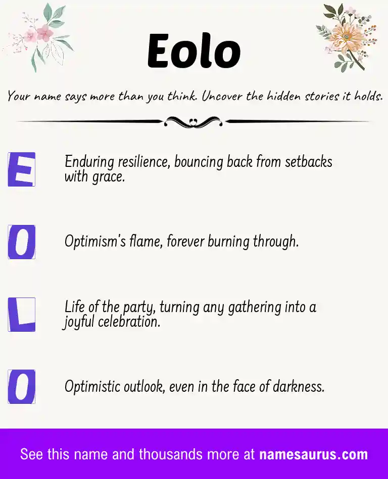 Acrostic poem about Eolo.