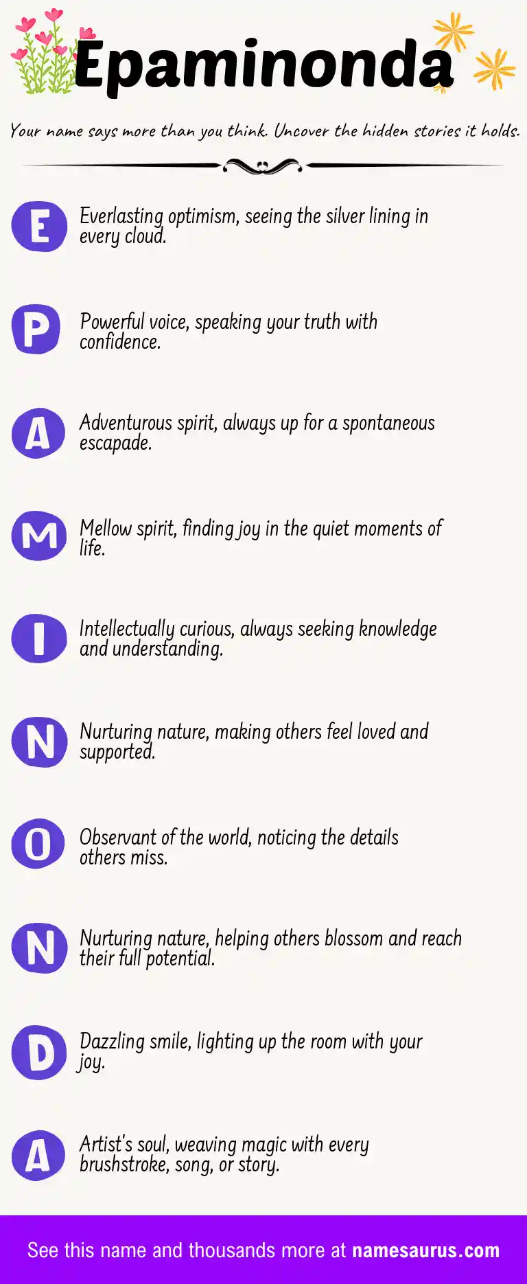 Acrostic poem about Epaminonda.