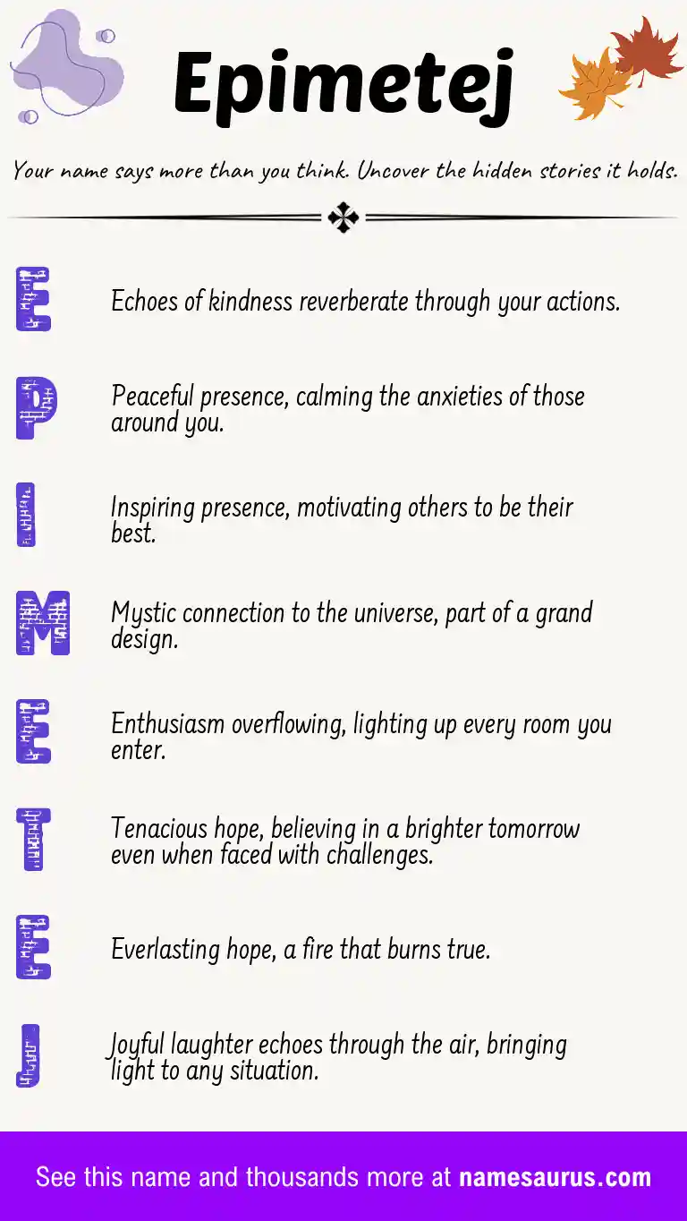 Acrostic poem about Epimetej.