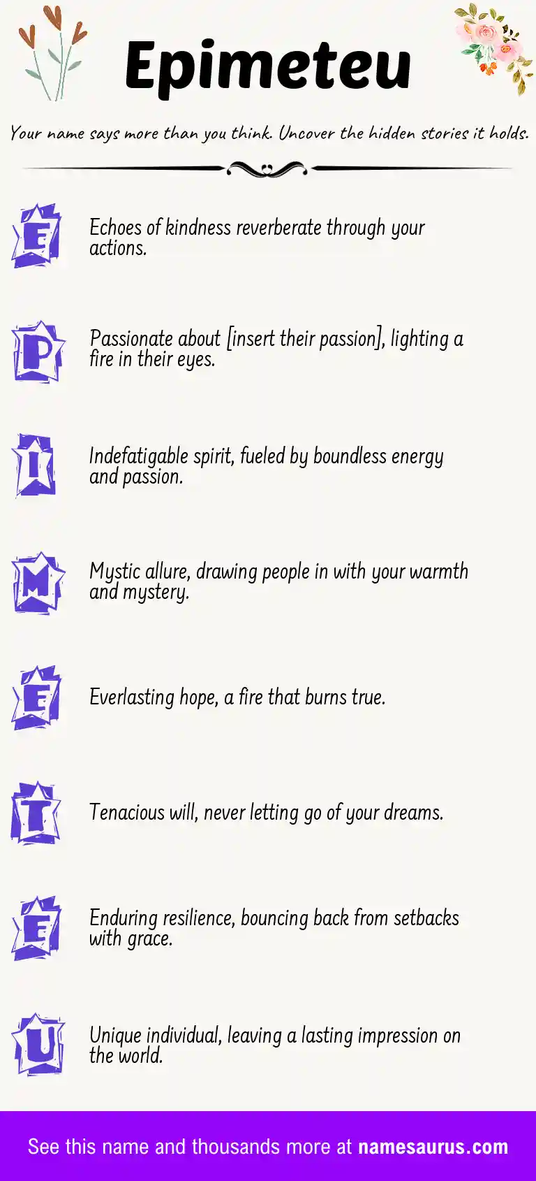 Acrostic poem about Epimeteu.