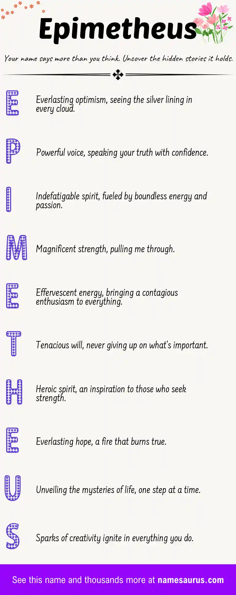 Acrostic poem about Epimetheus.