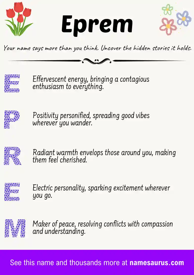 Acrostic poem about Eprem.