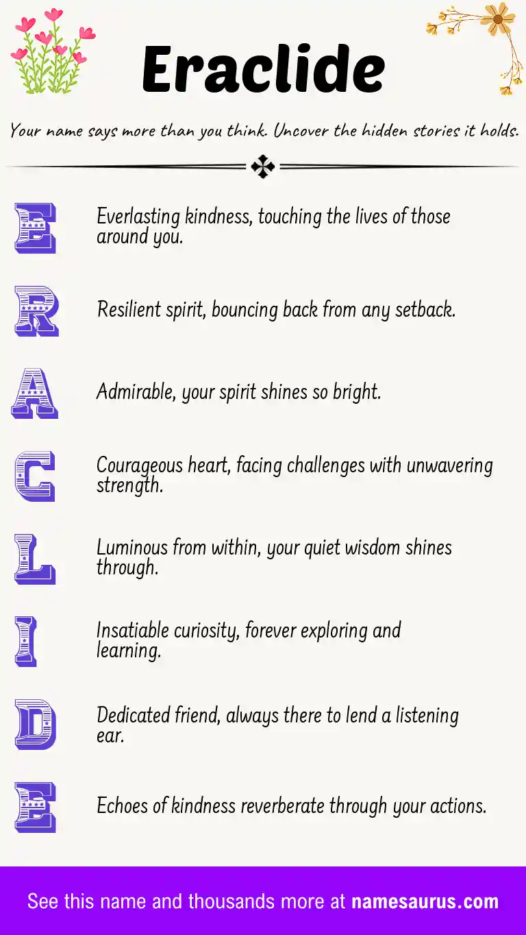 Acrostic poem about Eraclide.