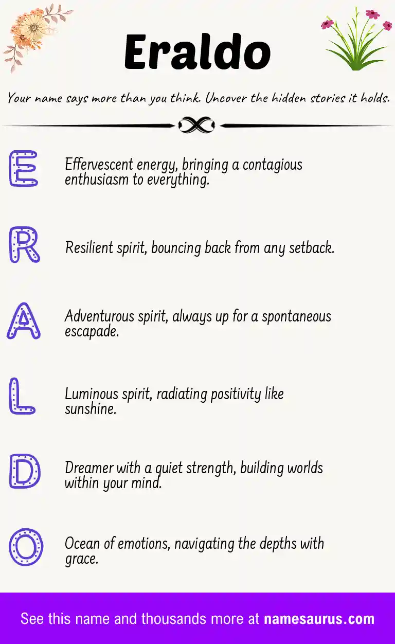 Acrostic poem about Eraldo.