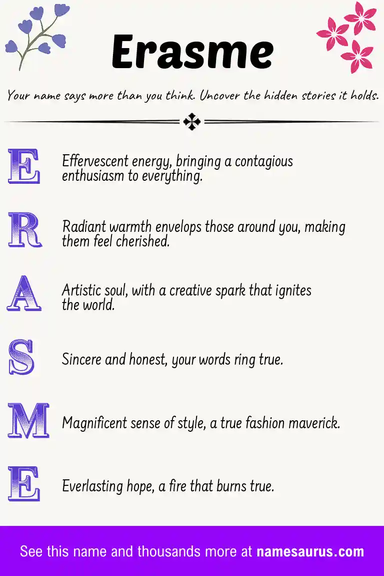 Acrostic poem about Erasme.