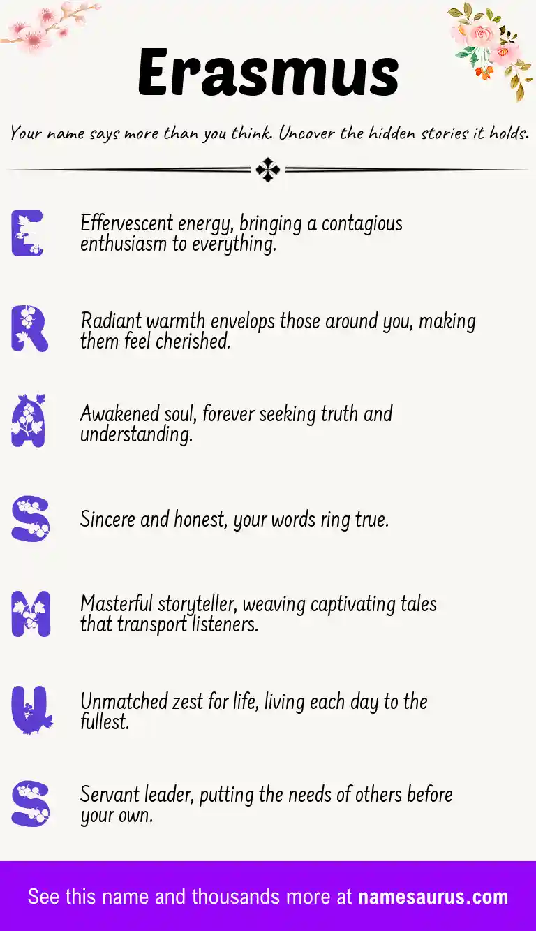 Acrostic poem about Erasmus.