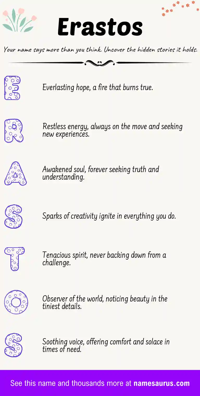 Acrostic poem about Erastos.
