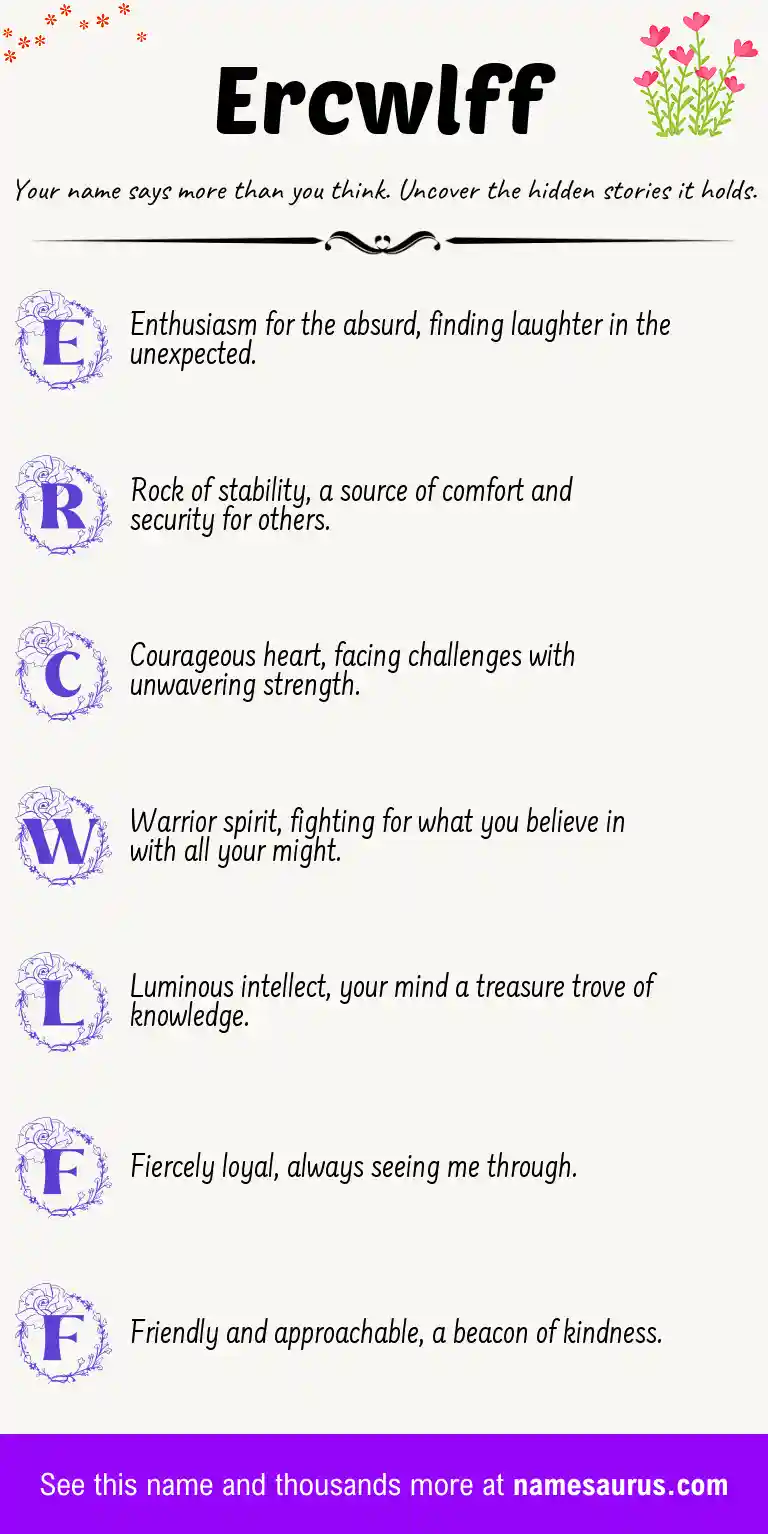 Acrostic poem about Ercwlff.