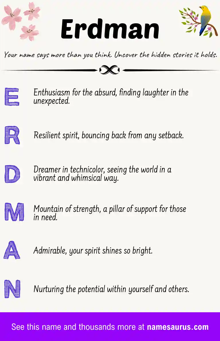 Acrostic poem about Erdman.