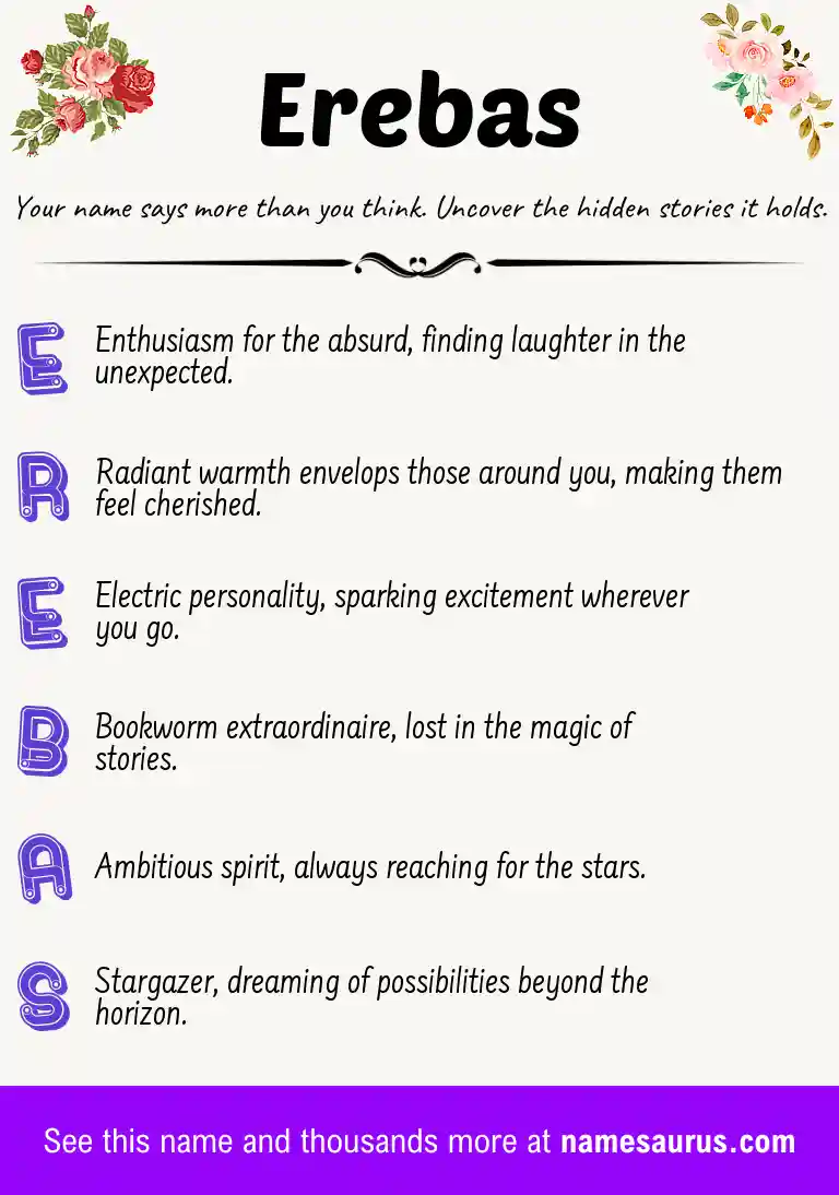 Acrostic poem about Erebas.
