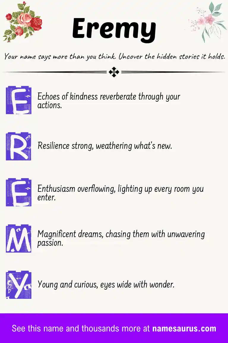 Acrostic poem about Eremy.