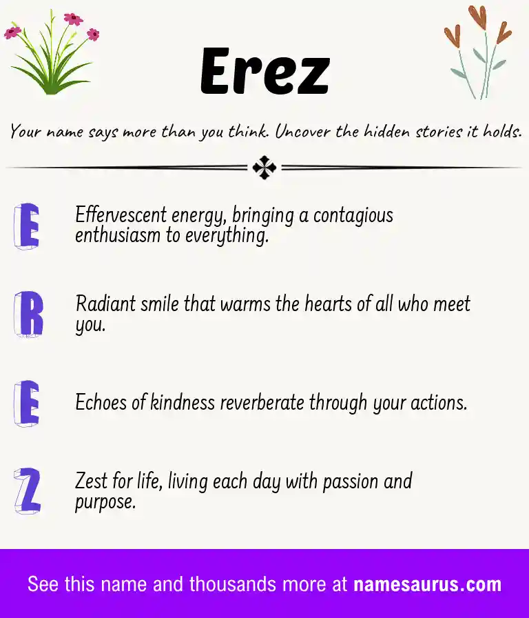 Acrostic poem about Erez.