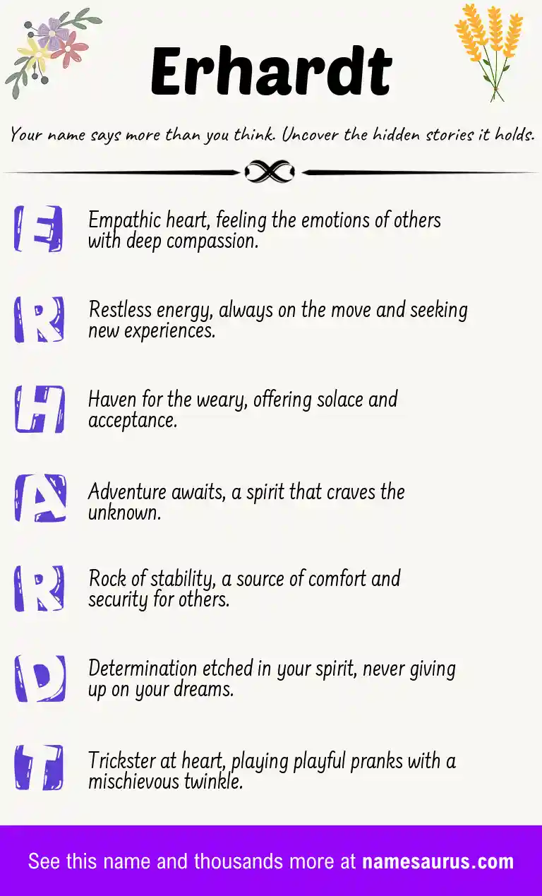Acrostic poem about Erhardt.