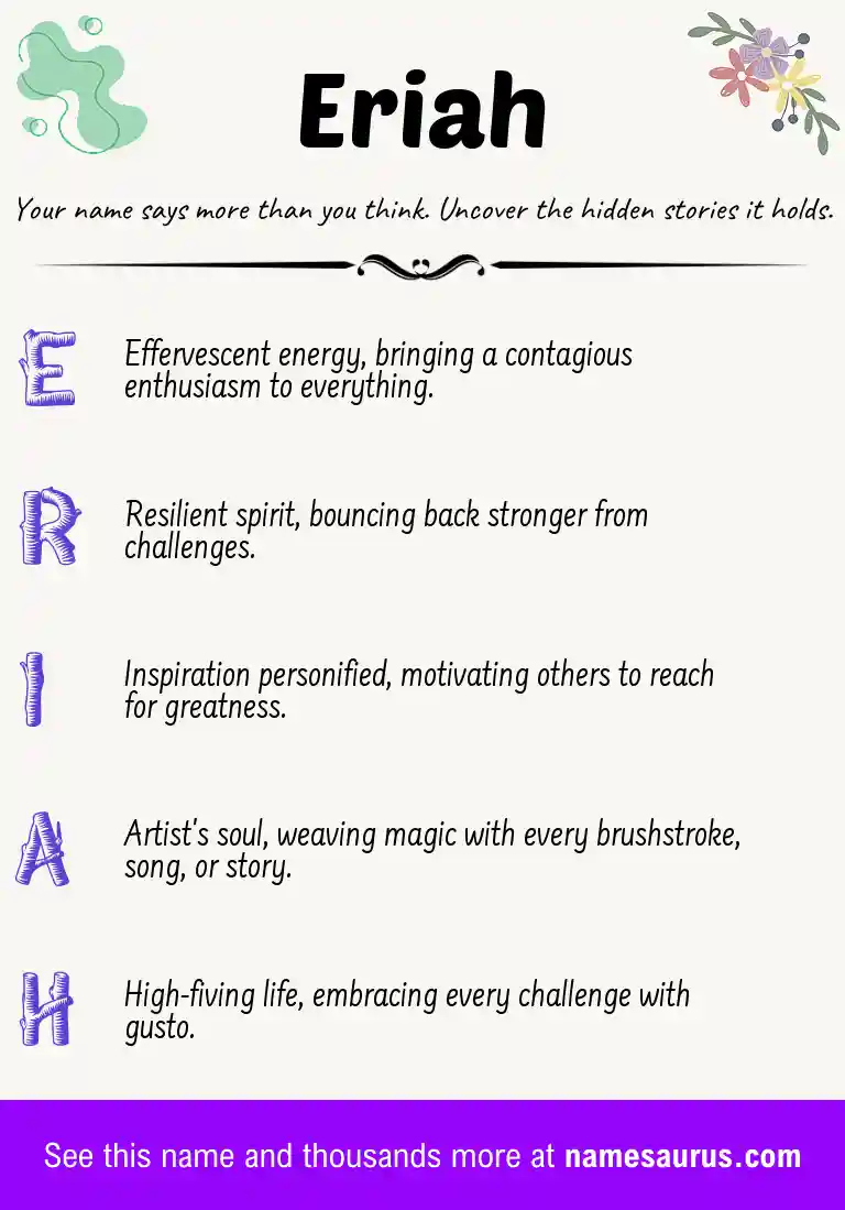 Acrostic poem about Eriah.
