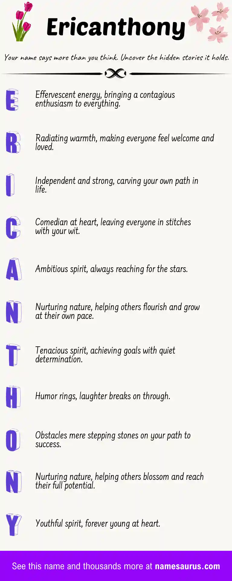 Acrostic poem about Ericanthony.