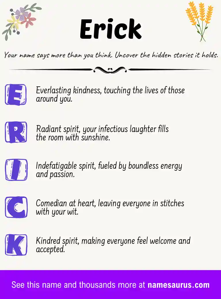 Acrostic poem about Erick.