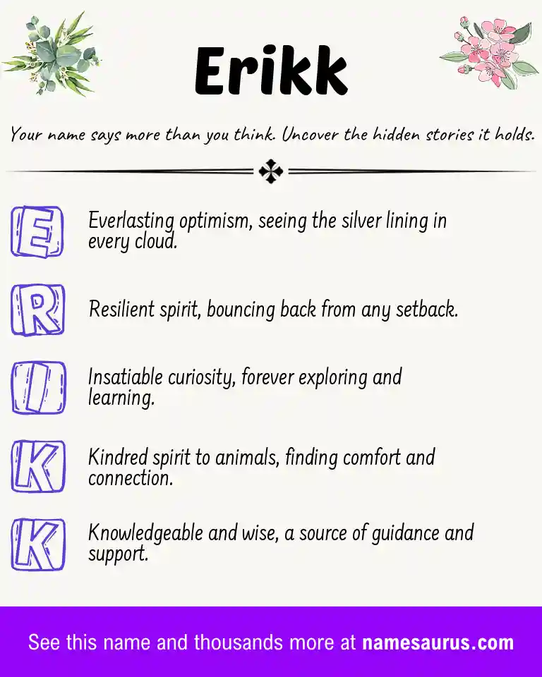 Acrostic poem about Erikk.