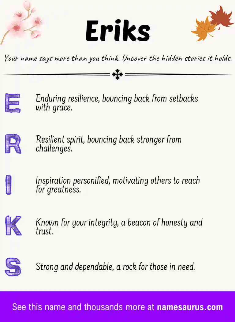 Acrostic poem about Eriks.