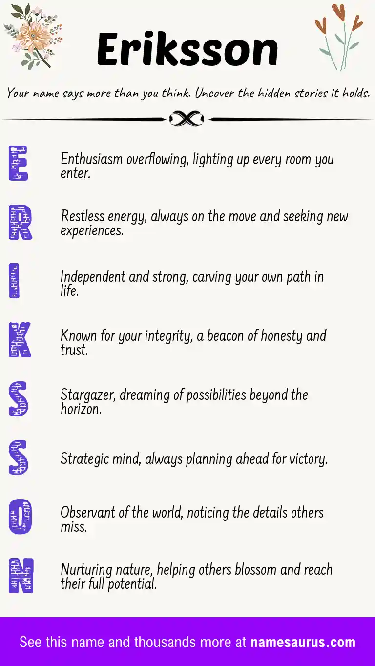 Acrostic poem about Eriksson.