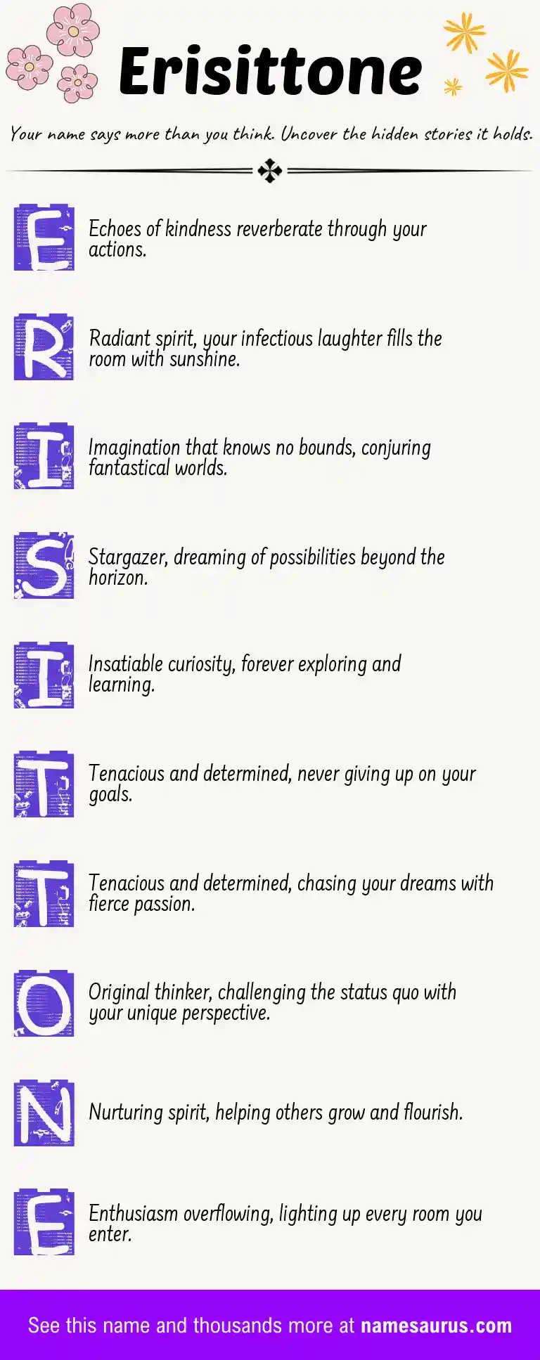 Acrostic poem about Erisittone.