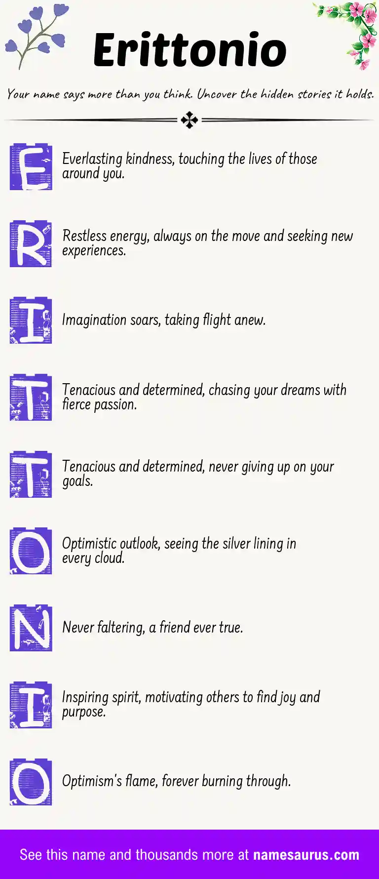 Acrostic poem about Erittonio.