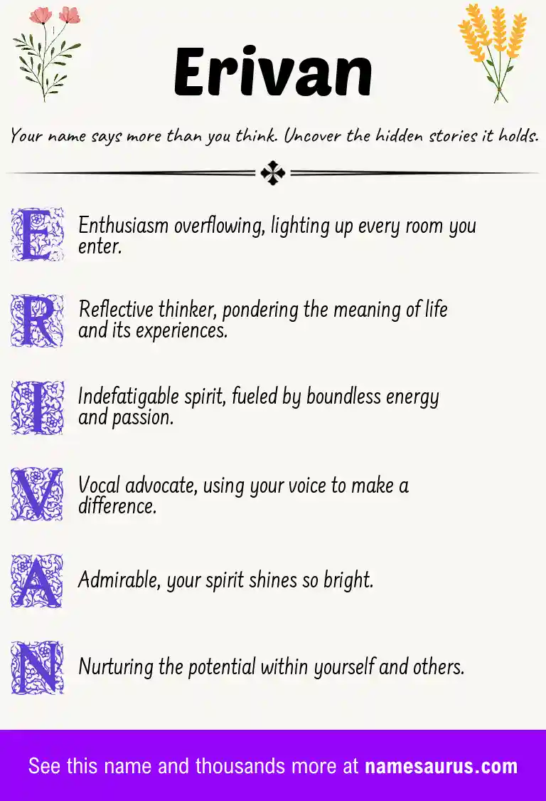 Acrostic poem about Erivan.