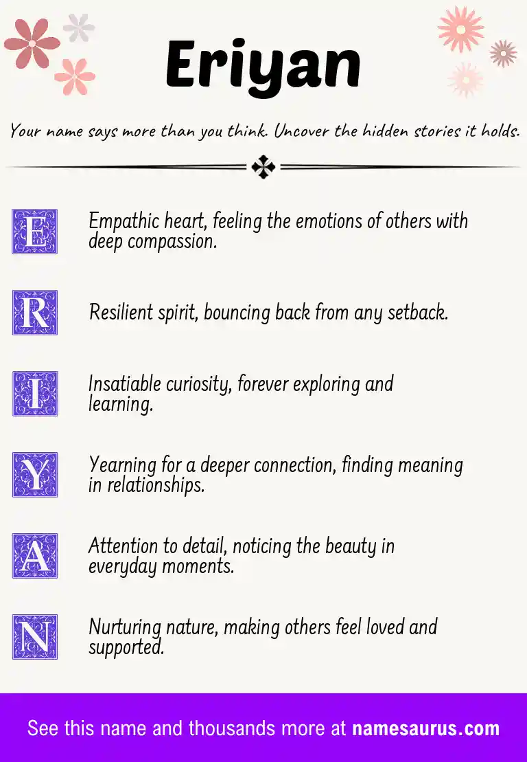 Acrostic poem about Eriyan.